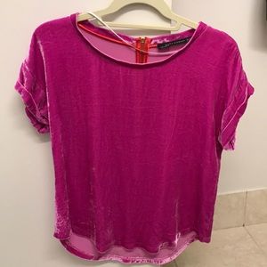 Zara short sleeve velvet top, size XS